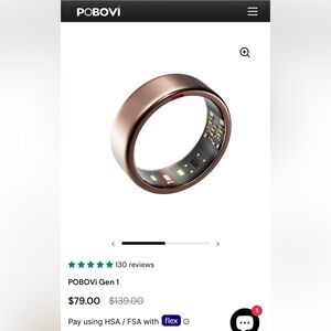 POBOVi Gen-1 Smart Ring - Rose Gold Size 8